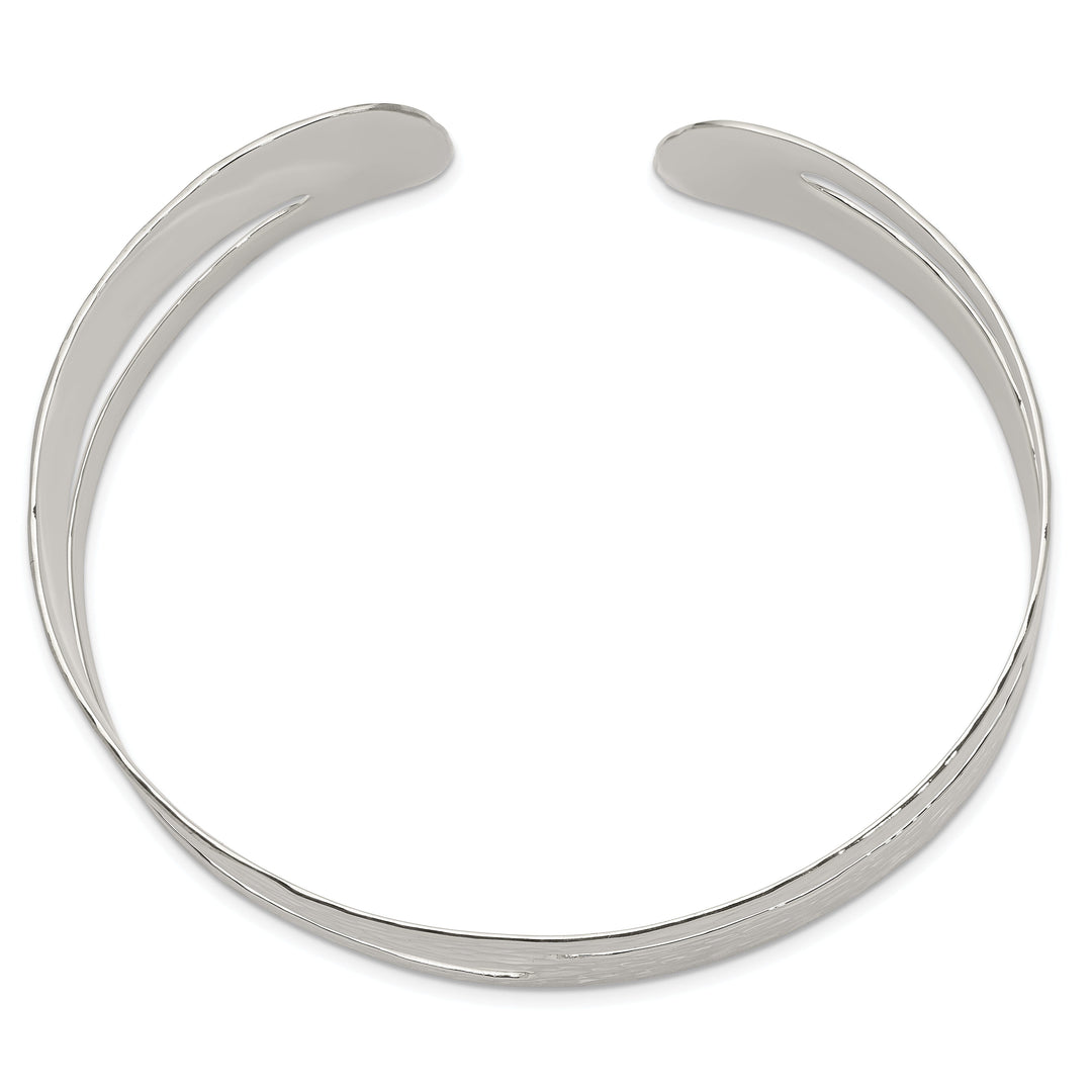 Silver Hammered Finish Fancy Cuff Bangle