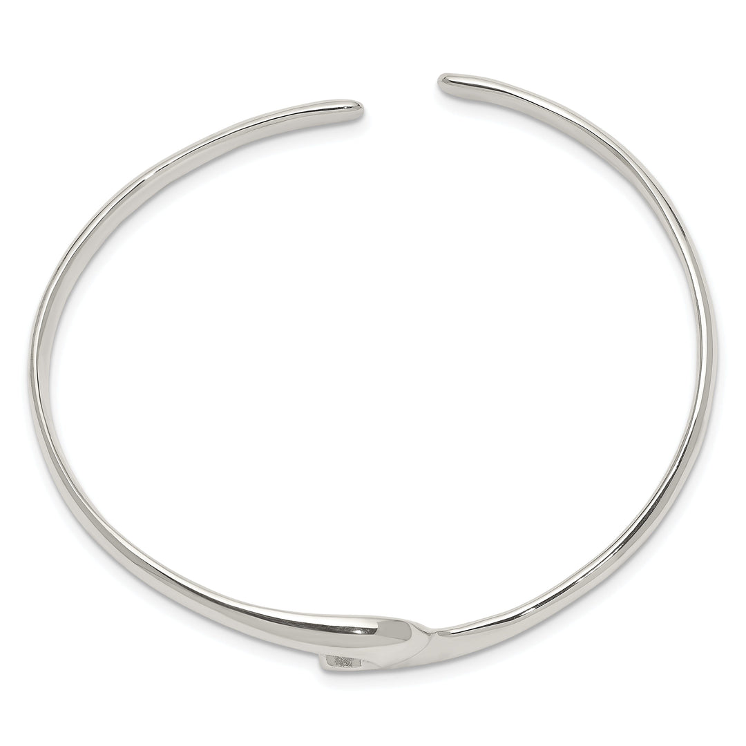 Silver Polish Finish Fancy Cuff Flexible Bangle