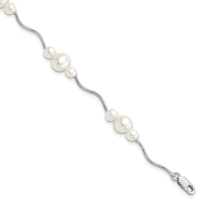Silver Spiral Fresh Water Pearl Bracelet at $ 49.92 only from Jewelryshopping.com