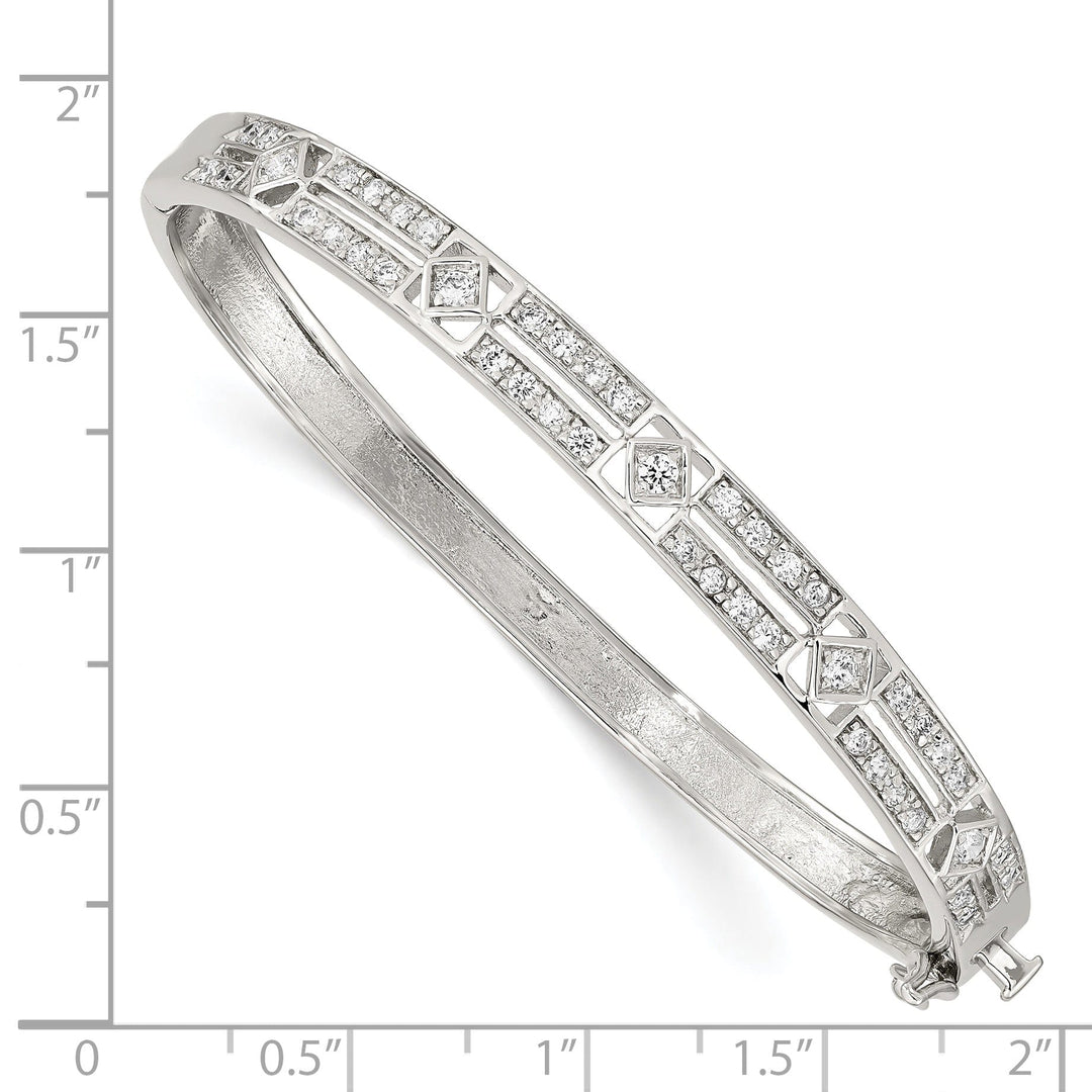 Sterling Silver Cubic Zirconia Hinged Bangle