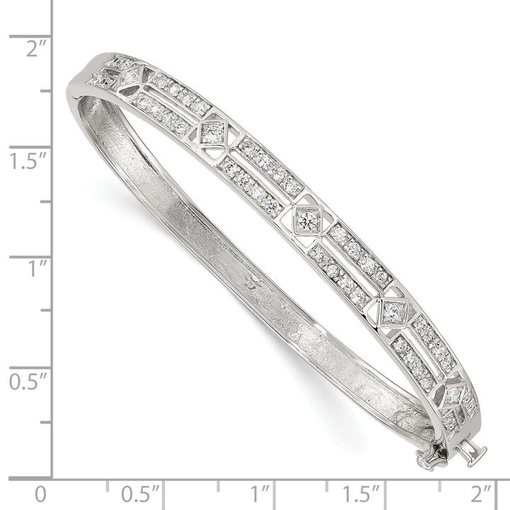 Sterling Silver Cubic Zirconia Hinged Bangle