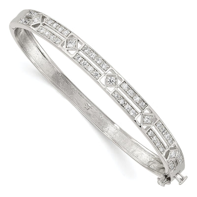 Sterling Silver Cubic Zirconia Hinged Bangle at $ 112.1 only from Jewelryshopping.com