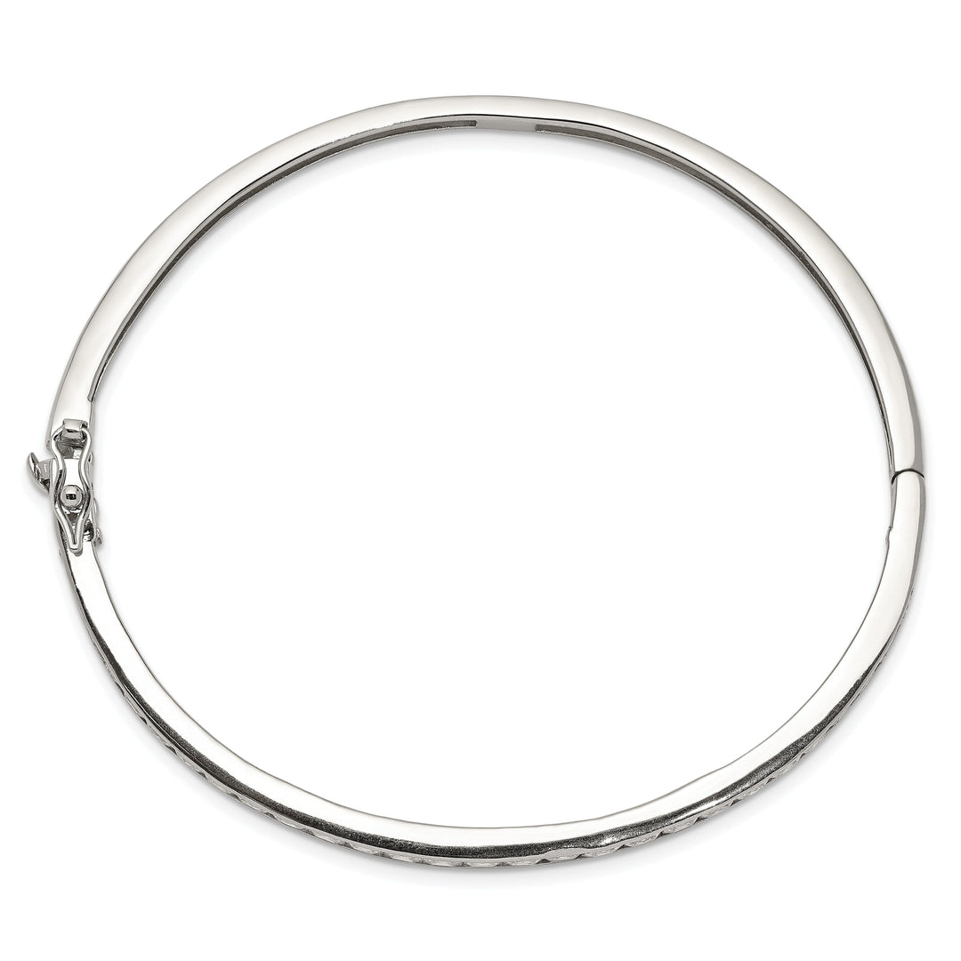 Sterling Silver Cubic Zirconia Hinged Bangle