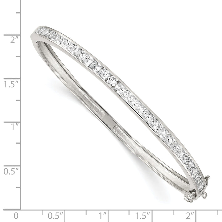 Sterling Silver Cubic Zirconia Hinged Bangle