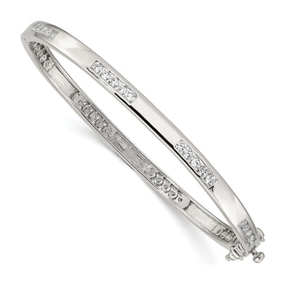 Sterling Silver Oval Cubic Zirconia Hinged Bangle at $ 139.42 only from Jewelryshopping.com