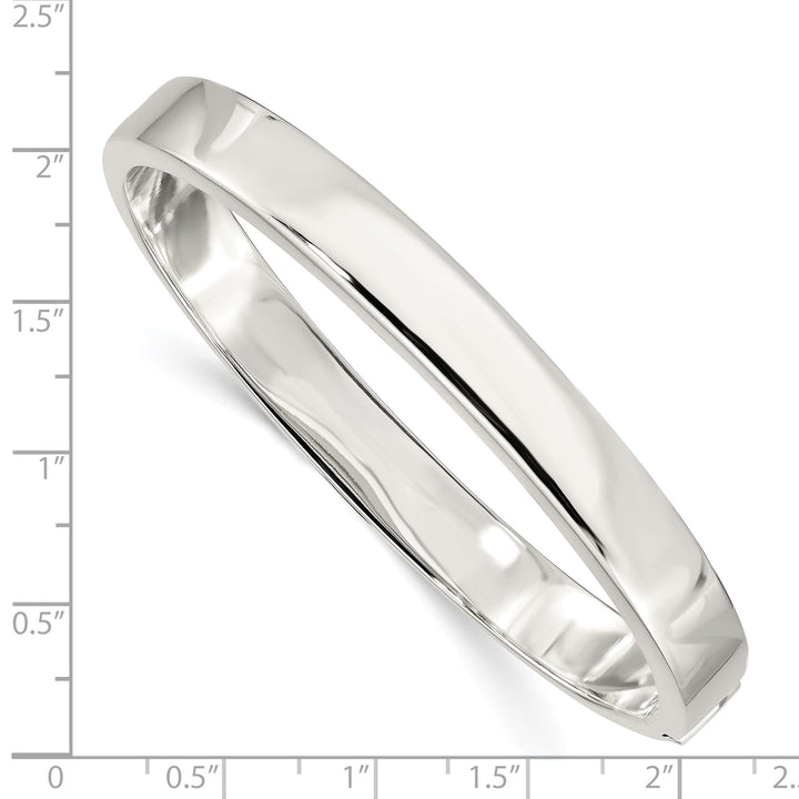 Sterling Silver 9.50MM Fancy Hinged Bangle