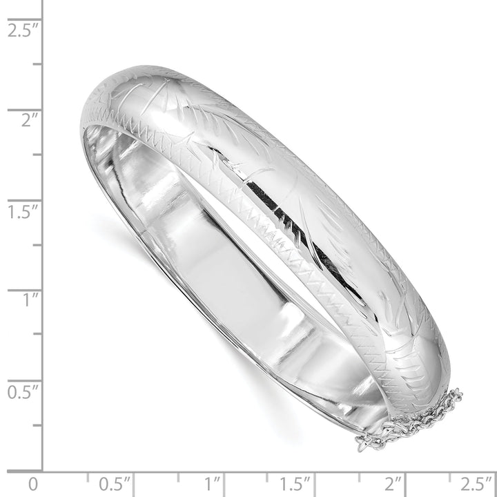 Silver Diamond Cut Fancy Hinged Bangle Bracelet