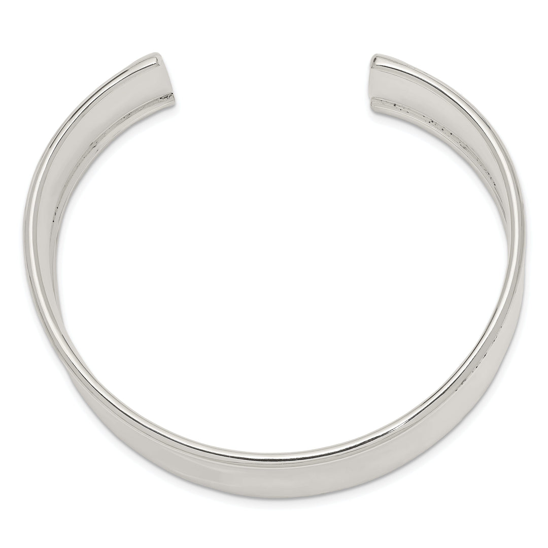 Silver Polish Finish Hollow Concave Cuff Bangle