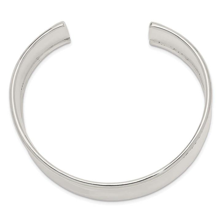 Silver Polish Finish Hollow Concave Cuff Bangle