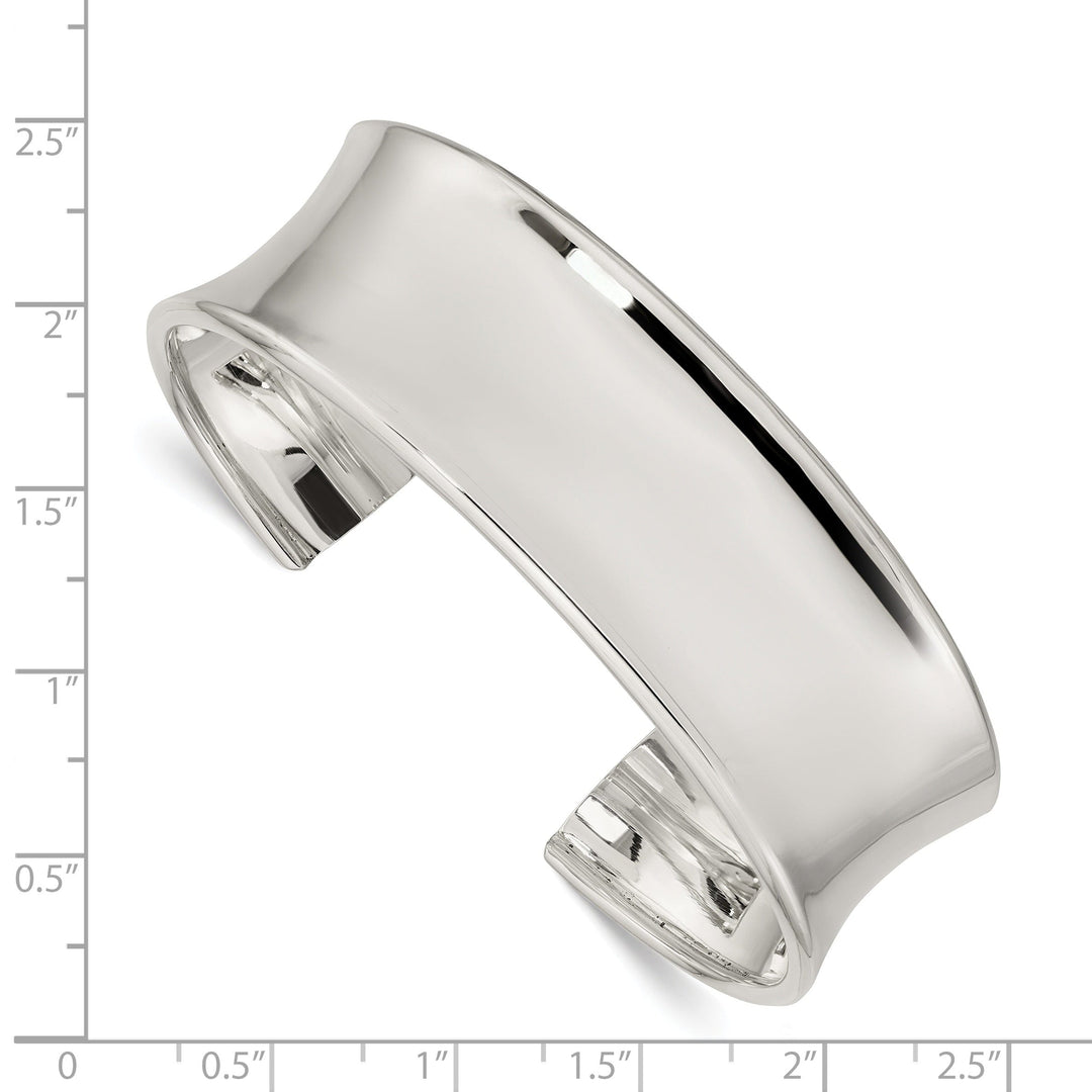 Silver Polish Finish Hollow Concave Cuff Bangle