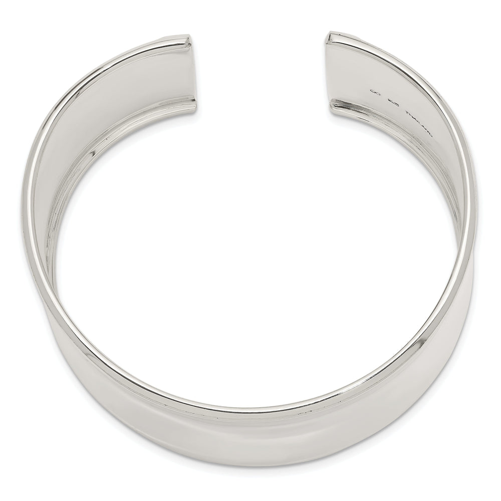 Silver Polish Finish Hollow Concave Cuff Bangle