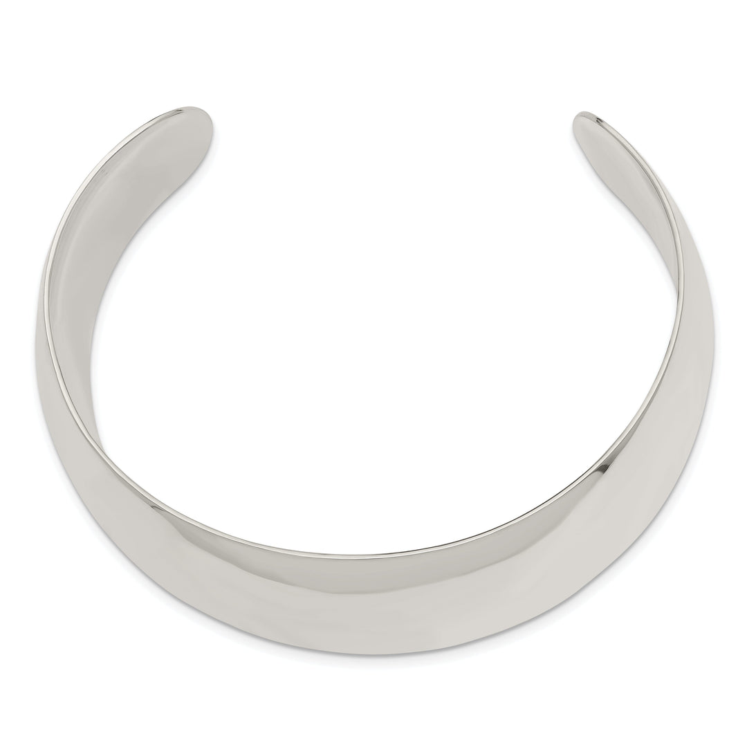 Silver Polished Finish Cuff Bangle Bracelet