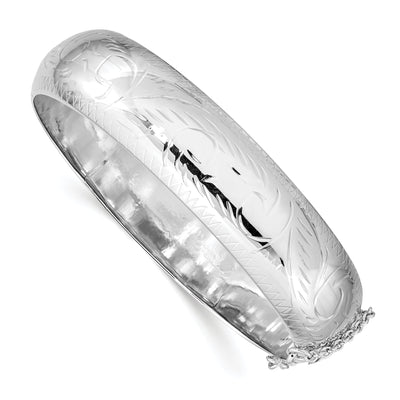 Silver Diamond Cut Fancy Hinged Bangle Bracelet at $ 181.15 only from Jewelryshopping.com