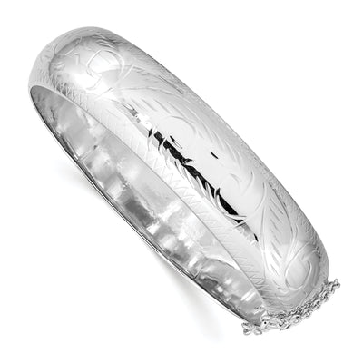 Silver Diamond Cut Fancy Hinged Bangle Bracelet at $ 181.15 only from Jewelryshopping.com