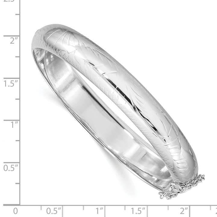 Silver Diamond Cut Fancy Hinged Bangle Bracelet