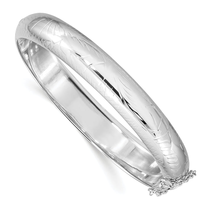 Silver Diamond Cut Fancy Hinged Bangle Bracelet