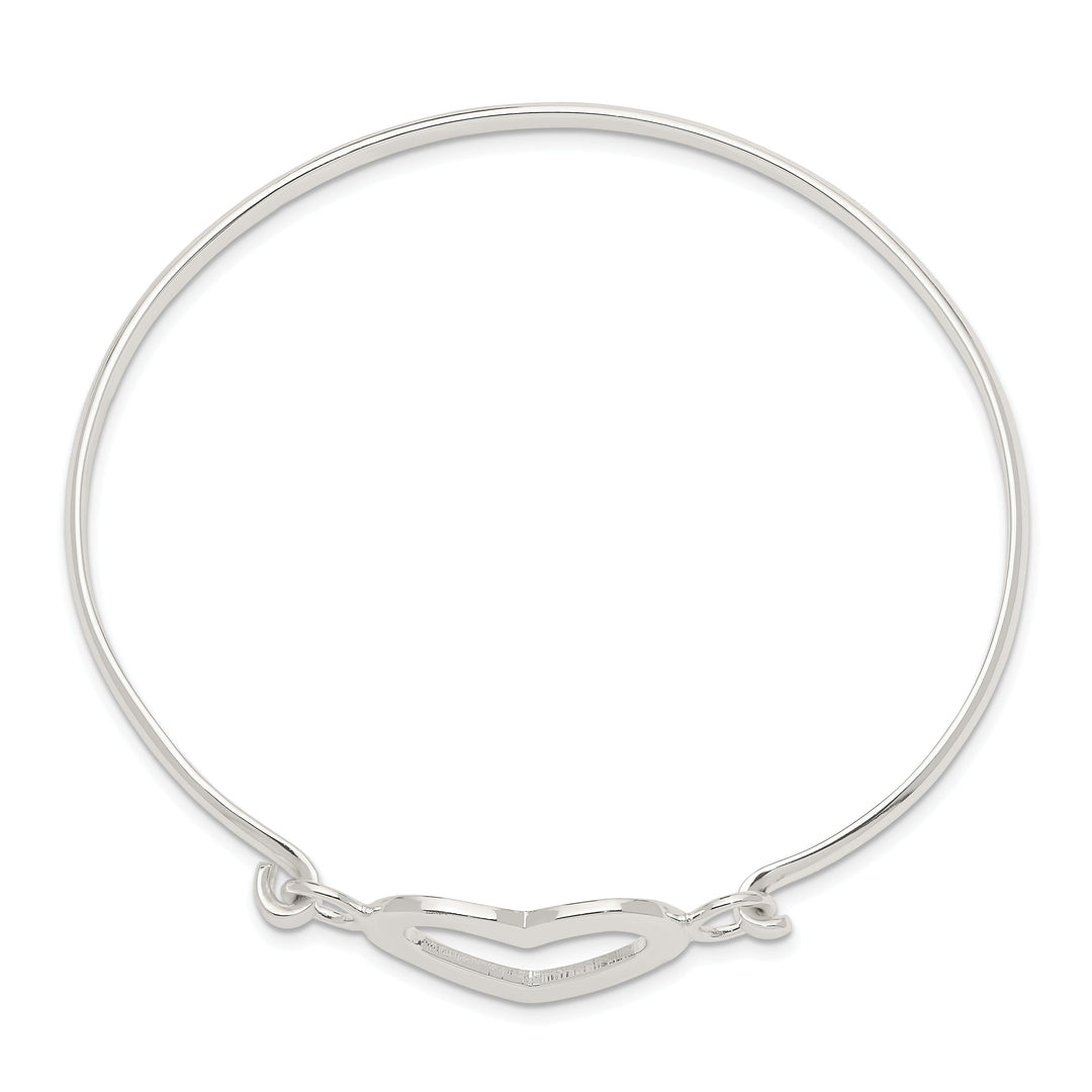 Silver Polished Finish Flexible Heart Bangle