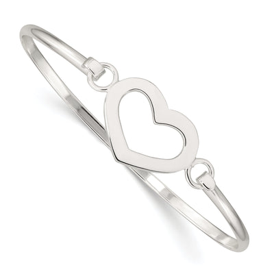 Silver Polished Finish Flexible Heart Bangle at $ 73.08 only from Jewelryshopping.com