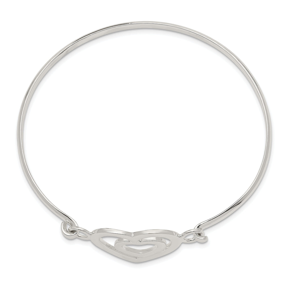 Silver Polished Finish Flexible Heart Bangle