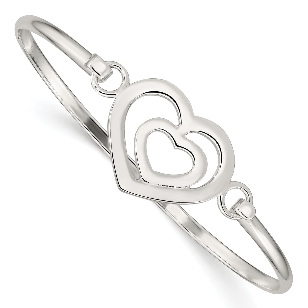 Silver Polished Finish Flexible Heart Bangle