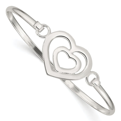 Silver Polished Finish Flexible Heart Bangle at $ 63.92 only from Jewelryshopping.com