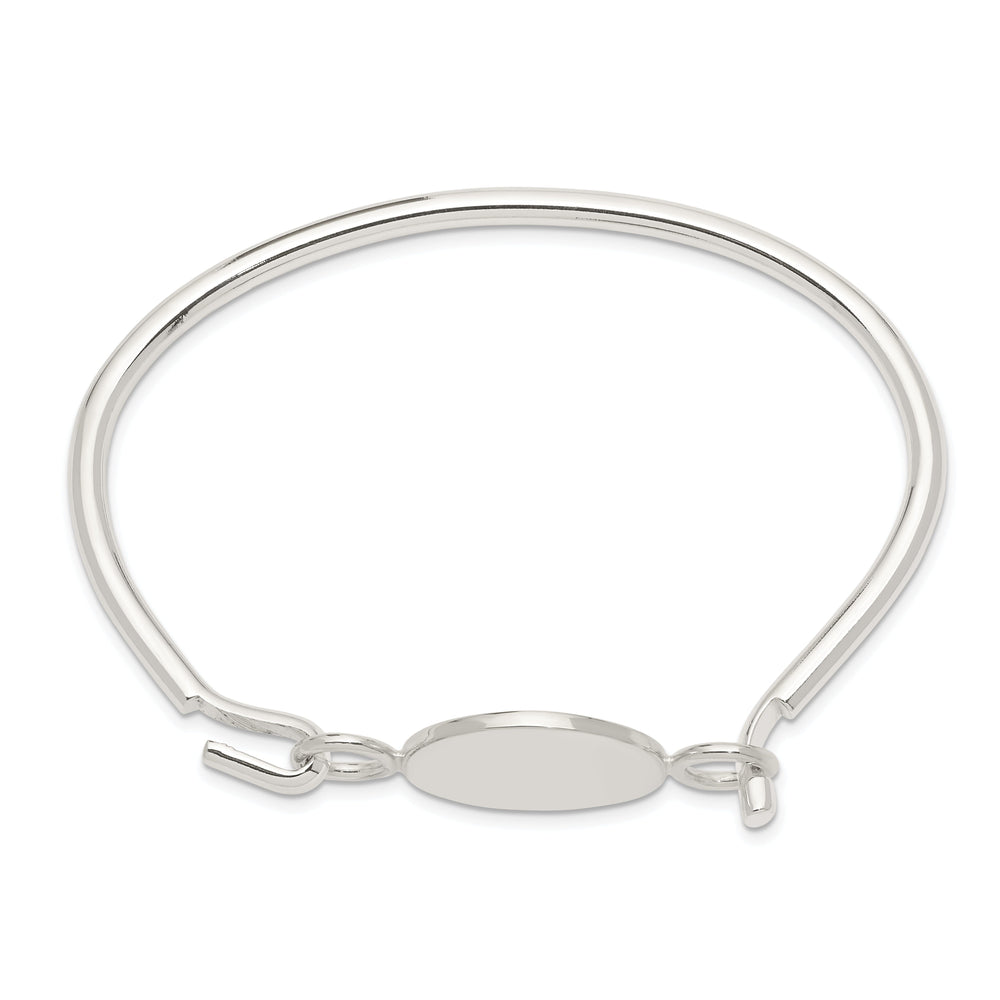 Silver Charm Bangle Flexible Round ID Bracelet