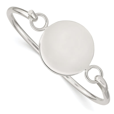 Silver Bangle Flexible Round ID Plate Bracelet at $ 101.07 only from Jewelryshopping.com