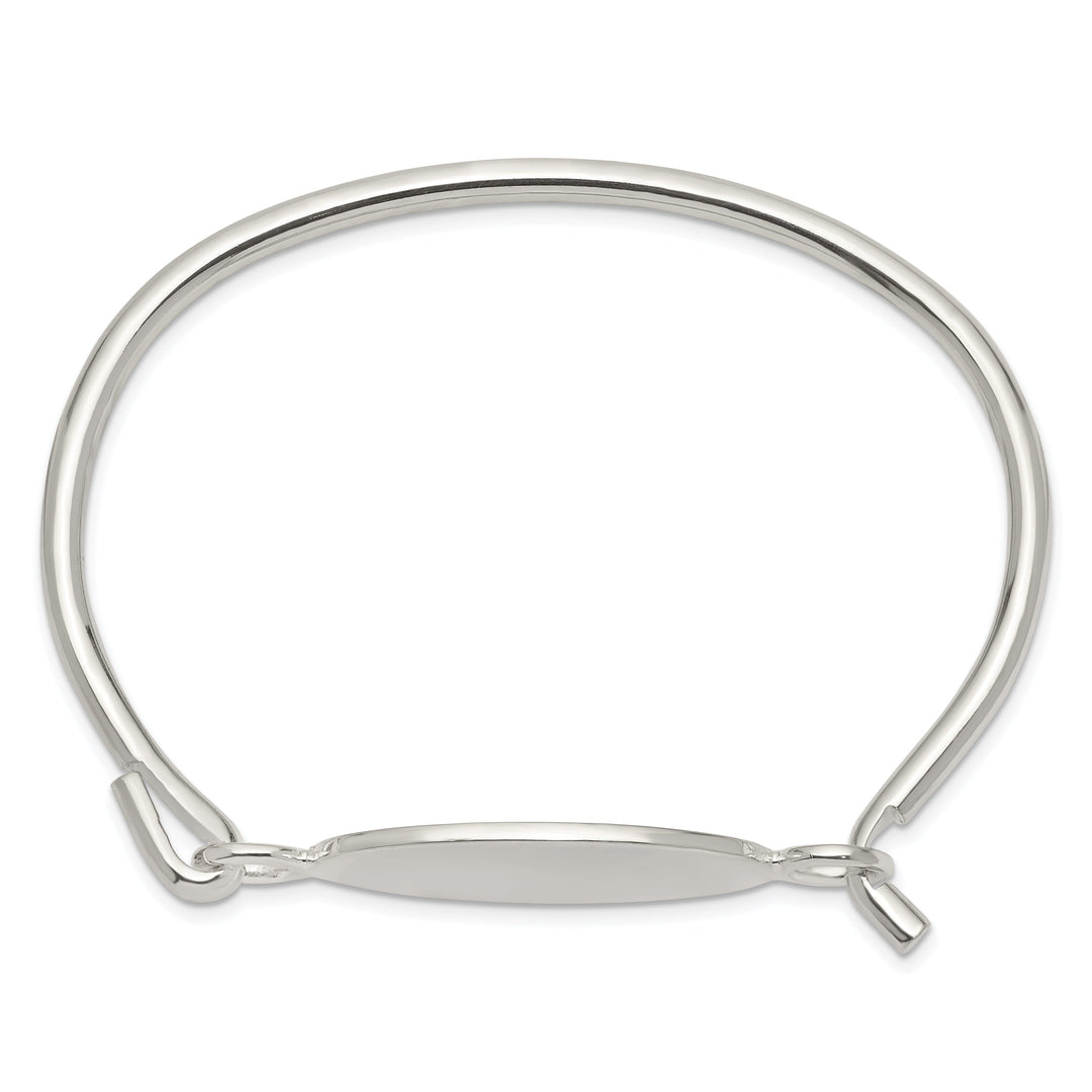 Silver Charm Bangle Flexible Round ID Bracelet