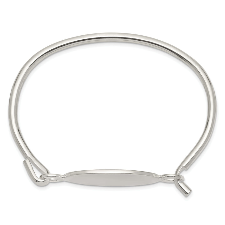 Silver Charm Bangle Flexible Round ID Bracelet