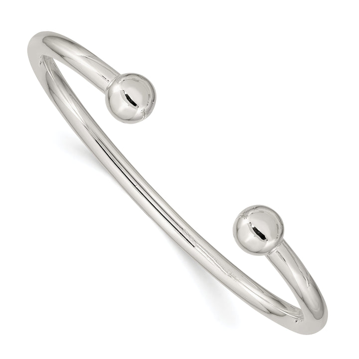 Silver Polished Finish Hollow Bangle Cuff