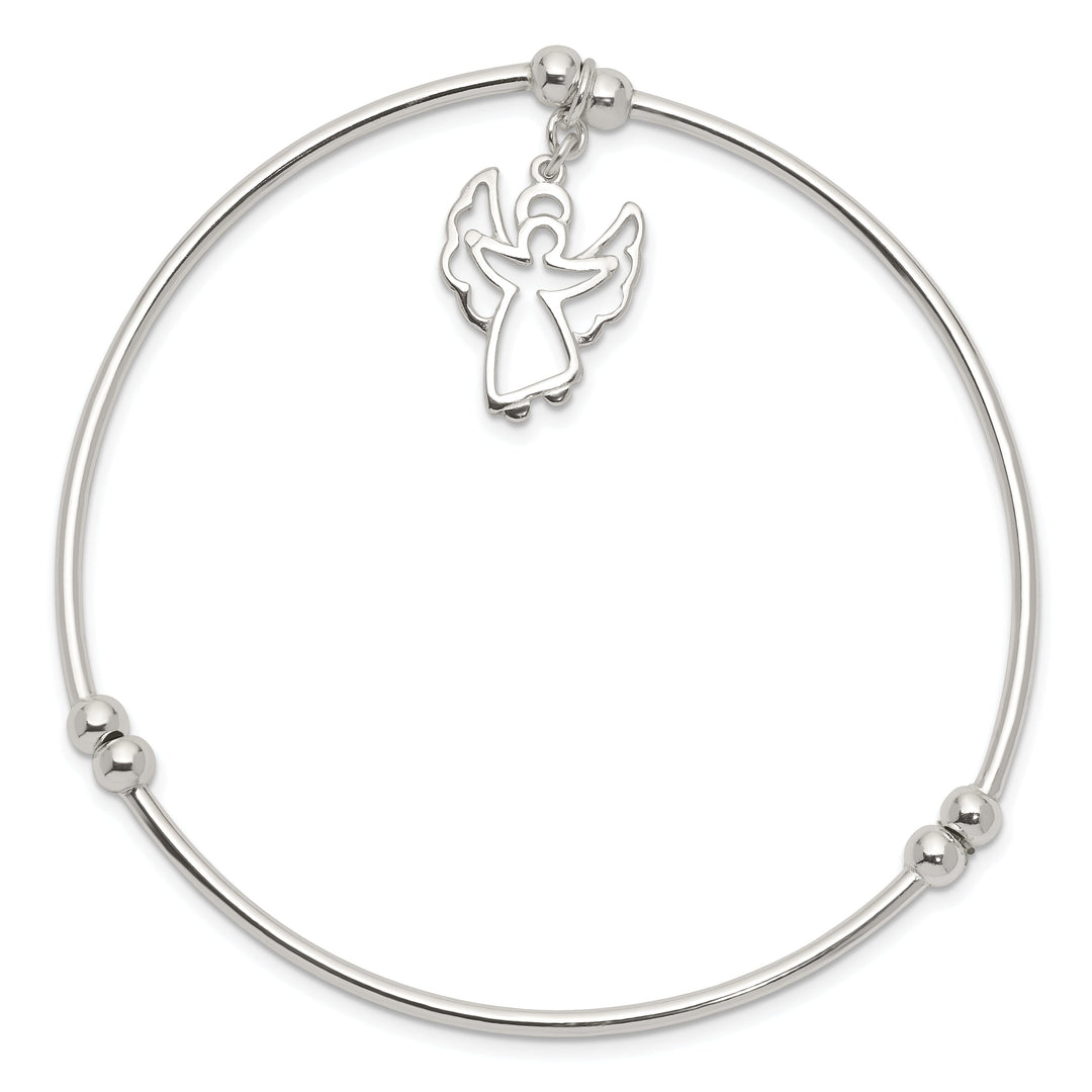 Silver Moveable Angel Stretch Bangle Bracelet