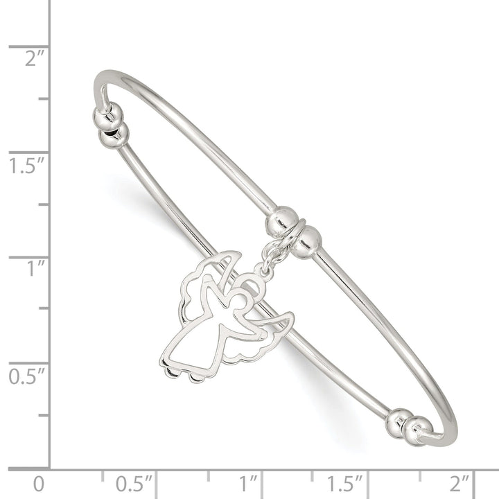 Silver Moveable Angel Stretch Bangle Bracelet