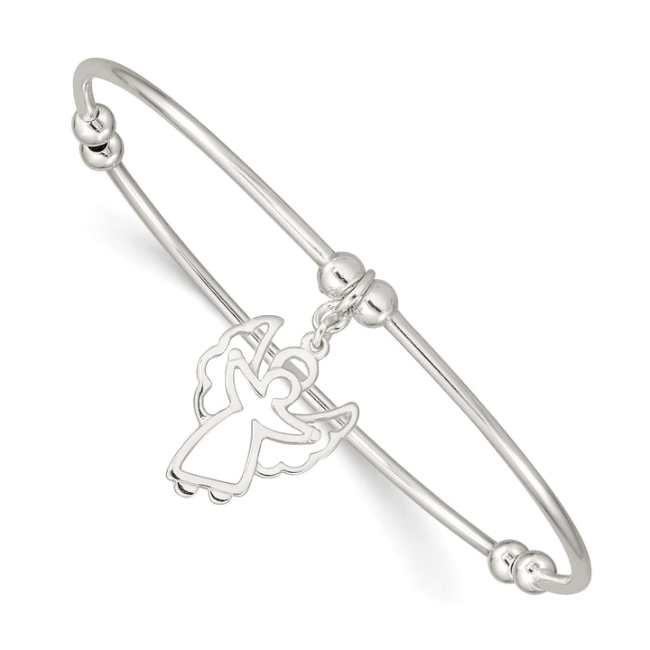 Silver Moveable Angel Stretch Bangle Bracelet