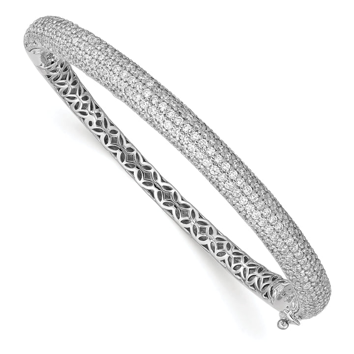 Sterling Silver Pave 283 Stone CZ Bangle