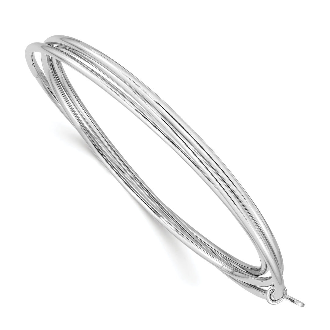 Silver Moveable Intertwined 8in Bangle Bracelet