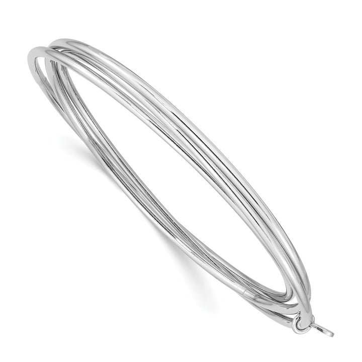 Silver Moveable Intertwined 8in Bangle Bracelet