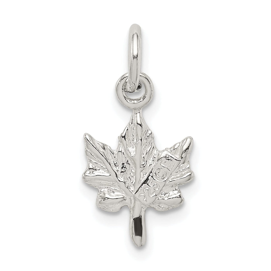 Sterling Silver Polished 3-D Maple Leaf Charm