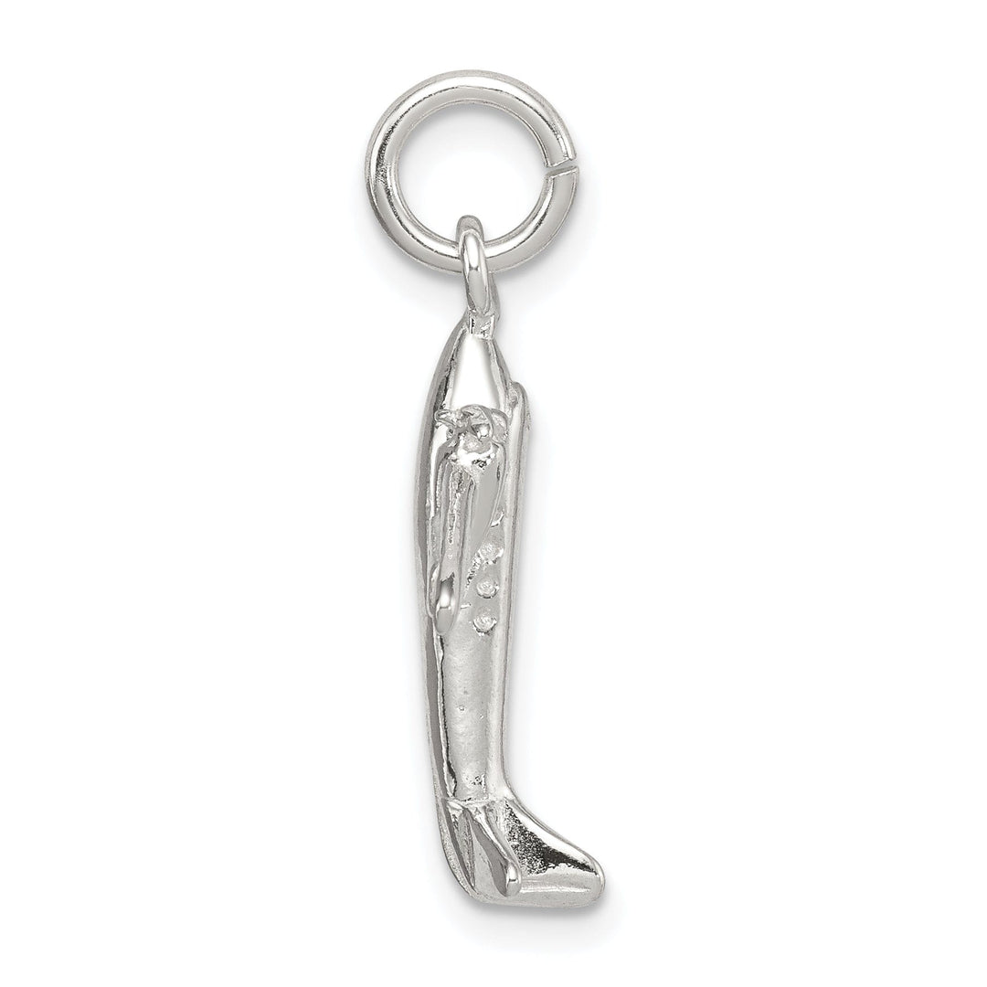 Sterling Silver Polished 3 D Jet Charm Pendant