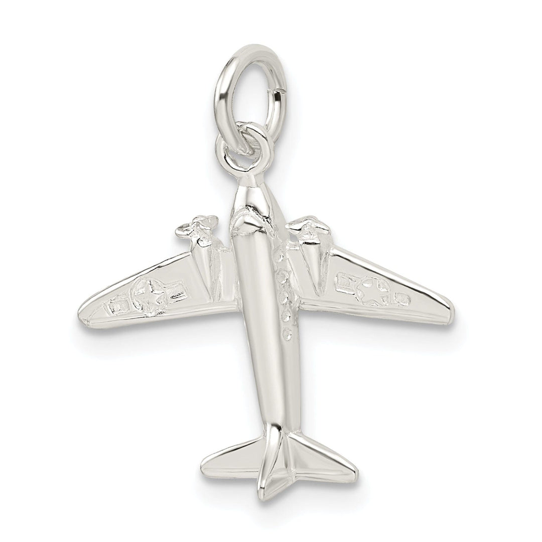 Sterling Silver Polished 3 D Jet Charm Pendant