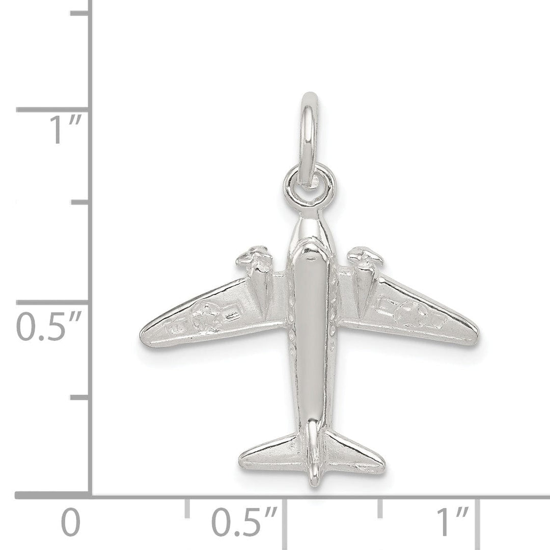 Sterling Silver Polished 3 D Jet Charm Pendant