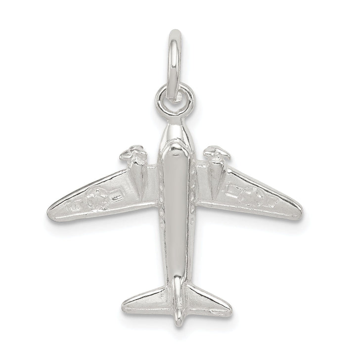 Sterling Silver Polished 3 D Jet Charm Pendant