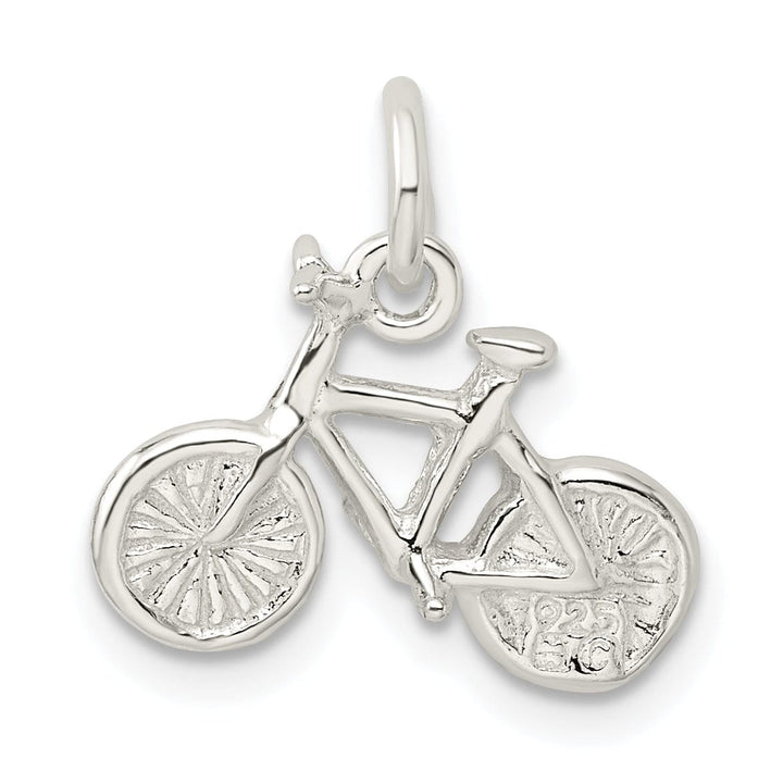 Solid Sterling Silver 3 D Bicycle Charm Pendant