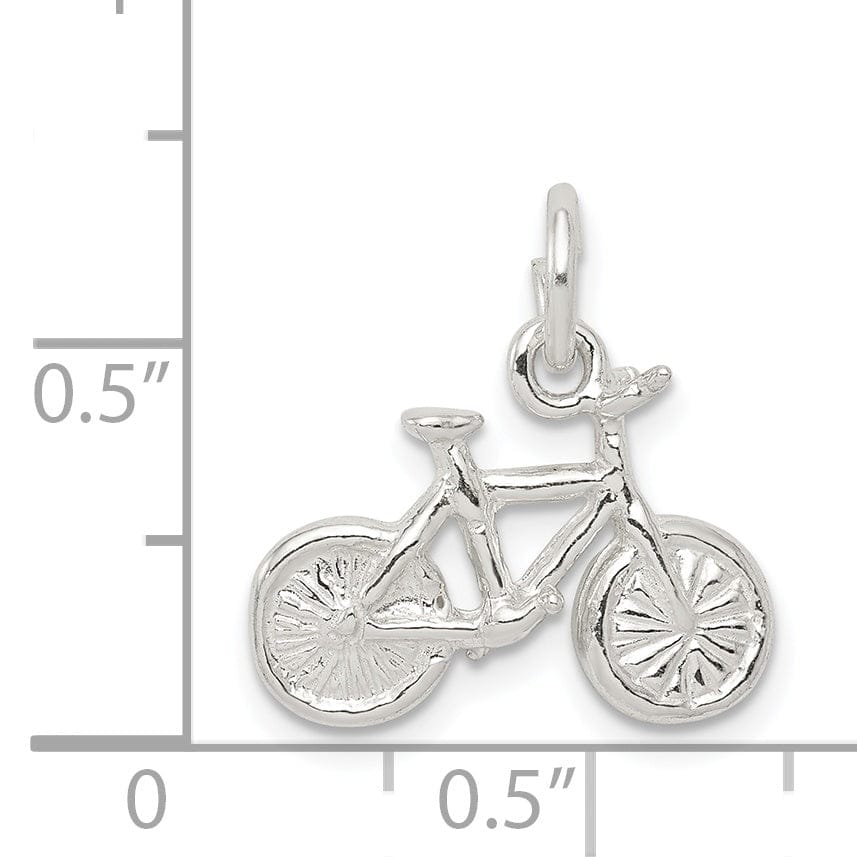 Solid Sterling Silver 3 D Bicycle Charm Pendant