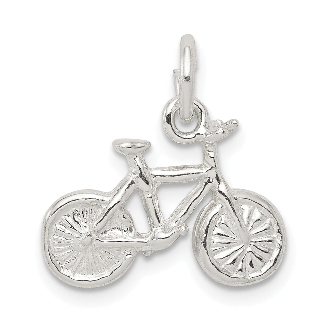 Solid Sterling Silver 3 D Bicycle Charm Pendant