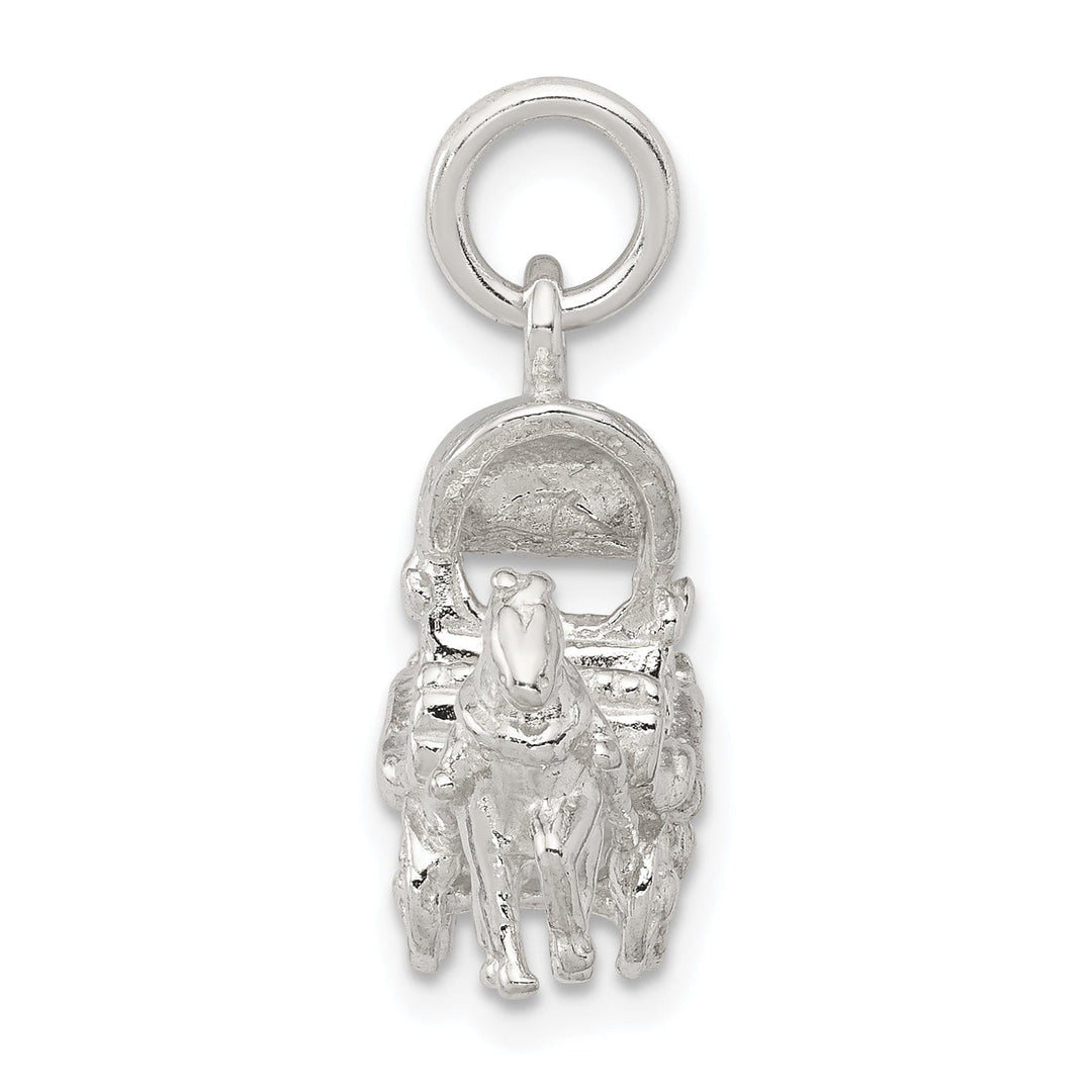 Solid Sterling Silver 3-D Horse Carriage Charm