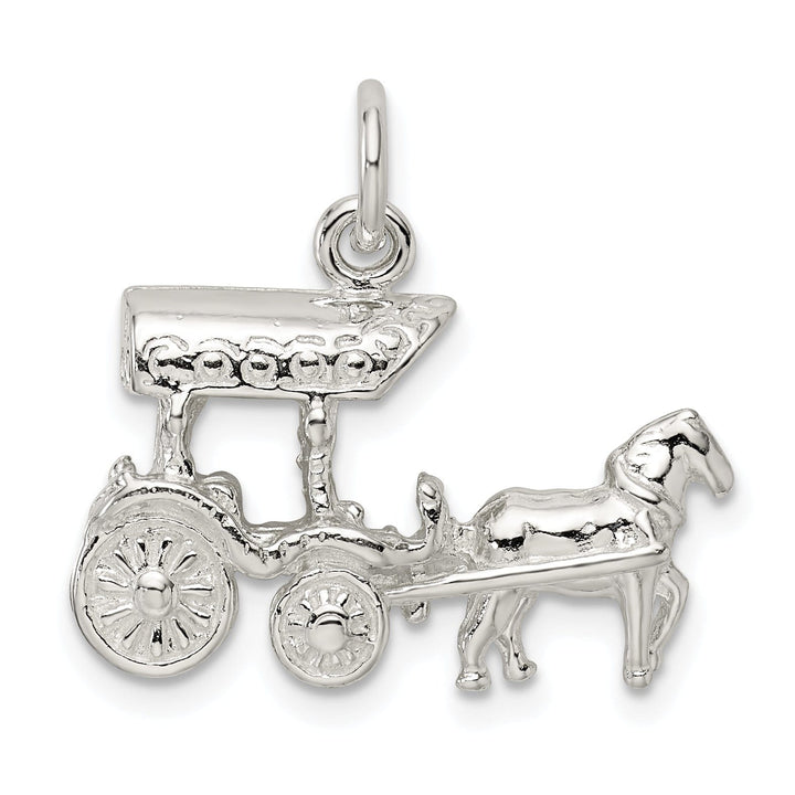 Solid Sterling Silver 3-D Horse Carriage Charm