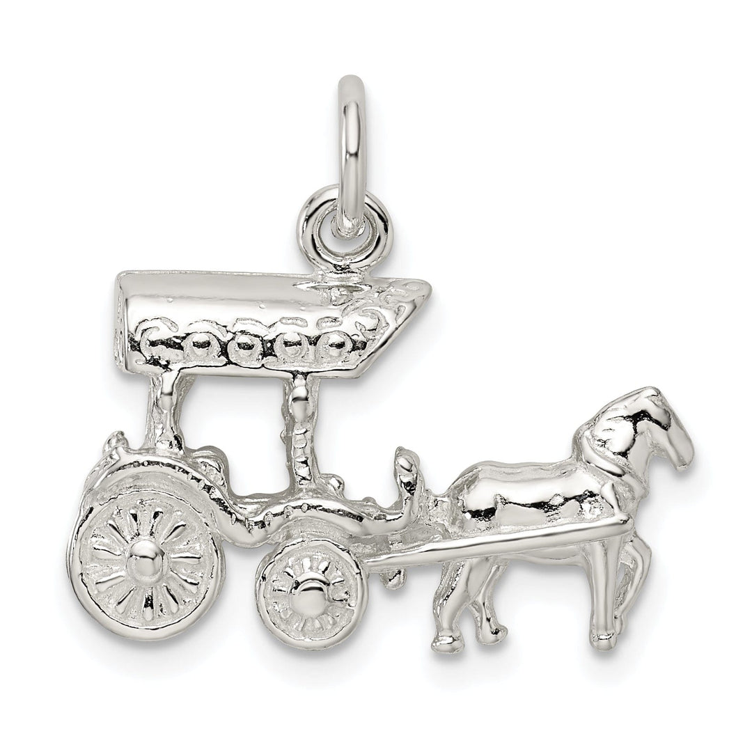 Solid Sterling Silver 3-D Horse Carriage Charm