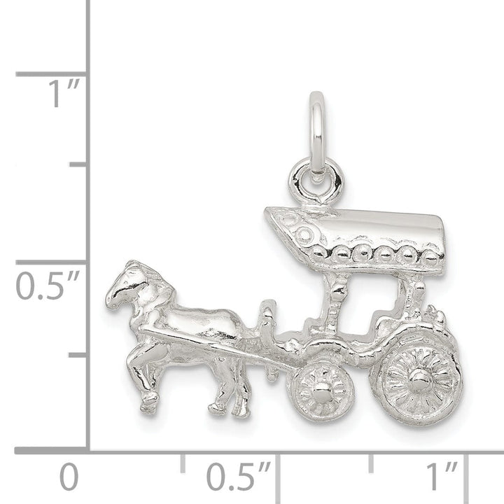 Solid Sterling Silver 3-D Horse Carriage Charm