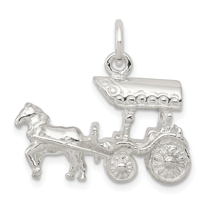 Solid Sterling Silver 3-D Horse Carriage Charm