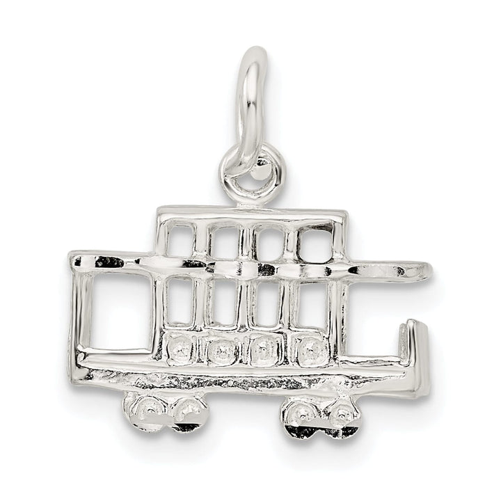 Solid Sterling Silver 3 D Caboose Charm Pendant